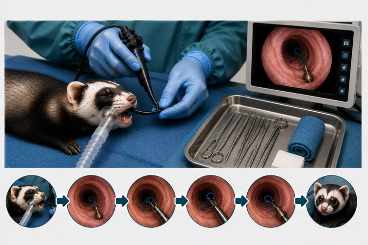 Cirugía diagnostica y extraccion objetos huron
